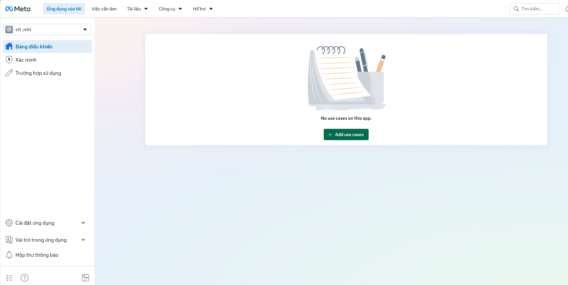 Bước 8 — Bảng điều khiển với nút Add use cases