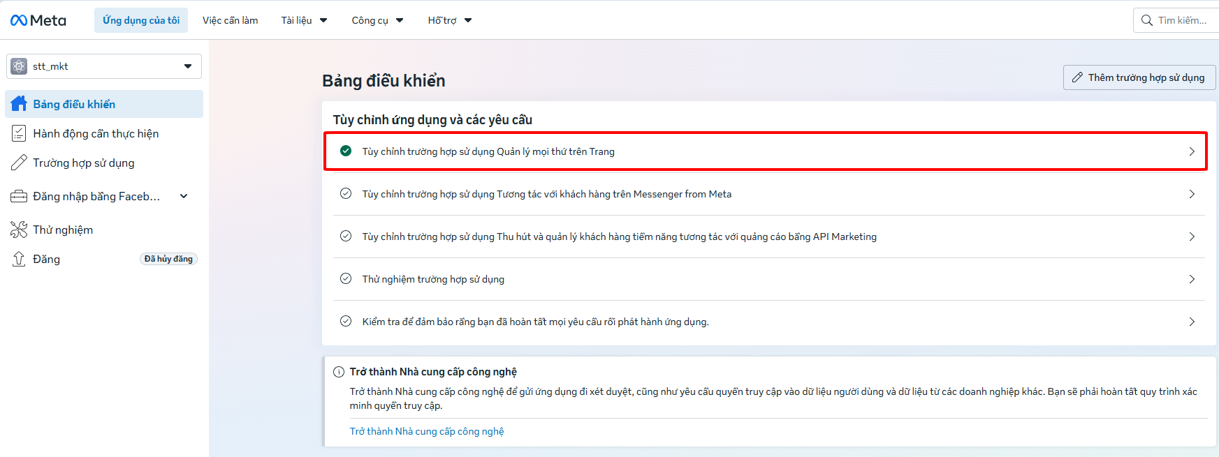 Bước 10 — Bảng điều khiển với ba trường hợp sử dụng