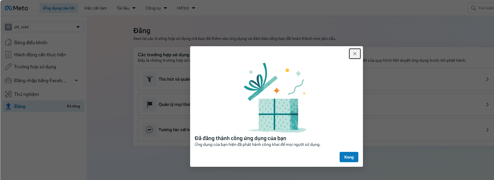 Bước 14 — Đã đăng thành công ứng dụng